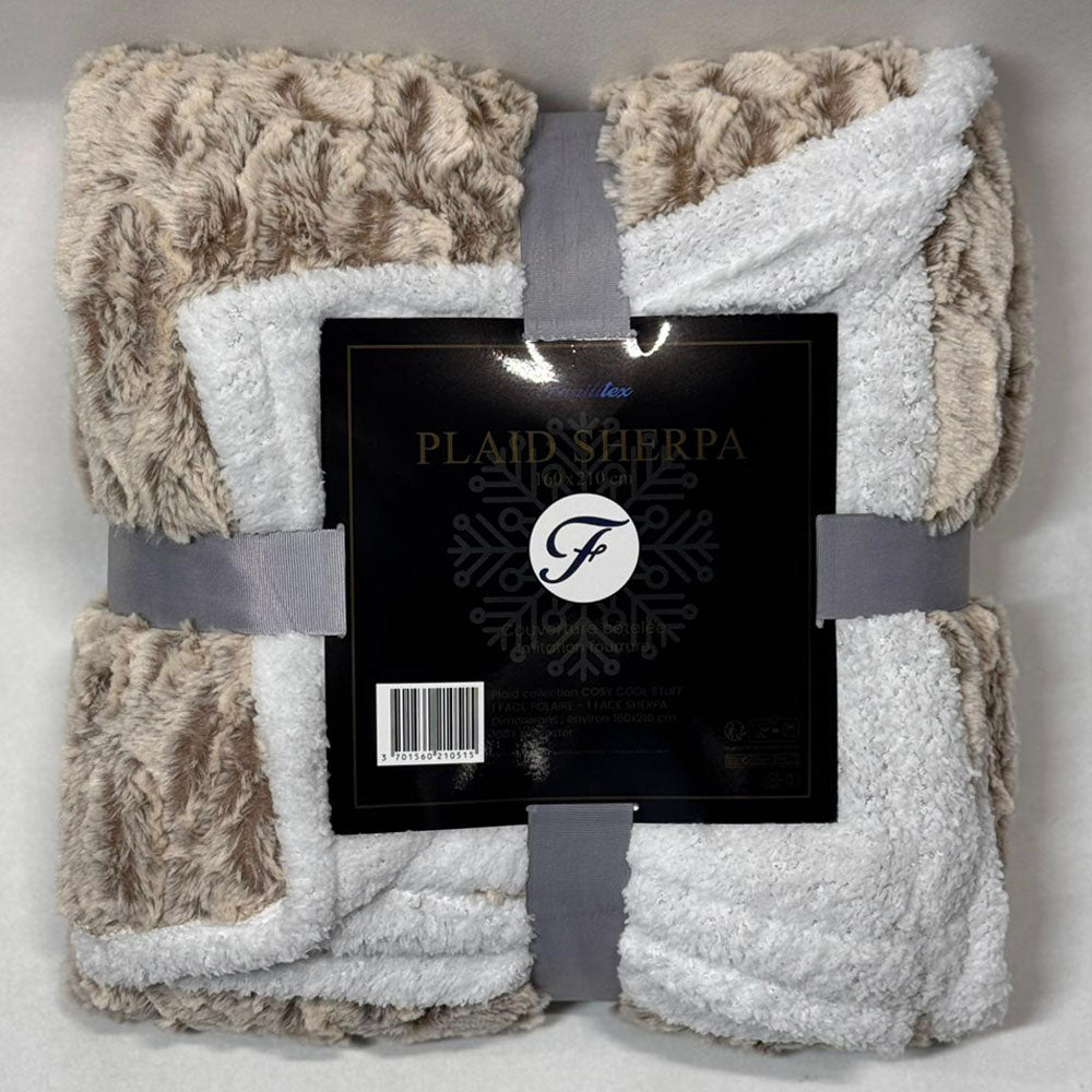 Plaids Polaires Sherpa à effet côtelé, double face