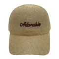 Casquette fantaisie pailletée - Broderie "Adorable" - Beige