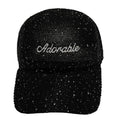 Casquette fantaisie pailletée - Broderie "Adorable" - Noir
