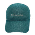 Casquette fantaisie pailletée - Broderie "Adorable" - Turquoise