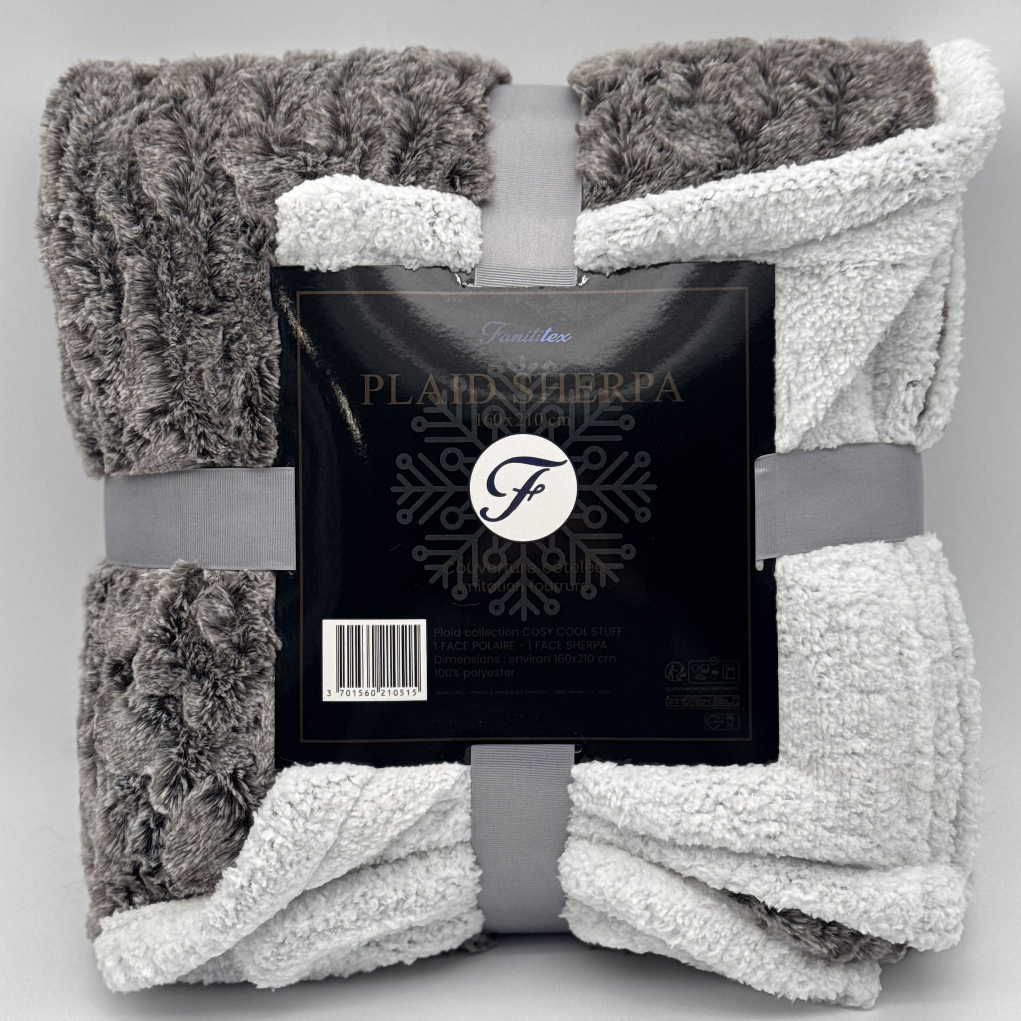 Plaid Sherpa Anthracite effet Peau de Bête