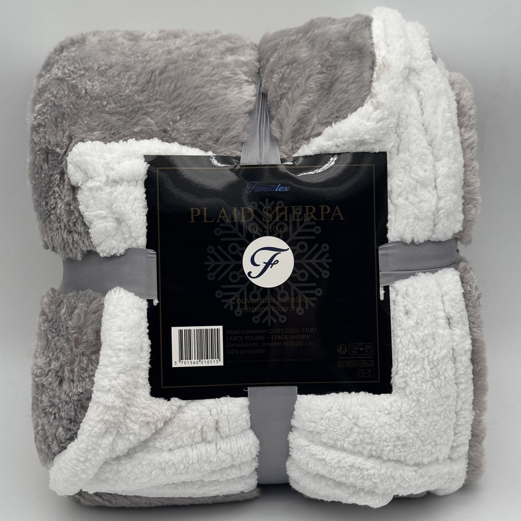 Plaid Sherpa Côtelé Argenté