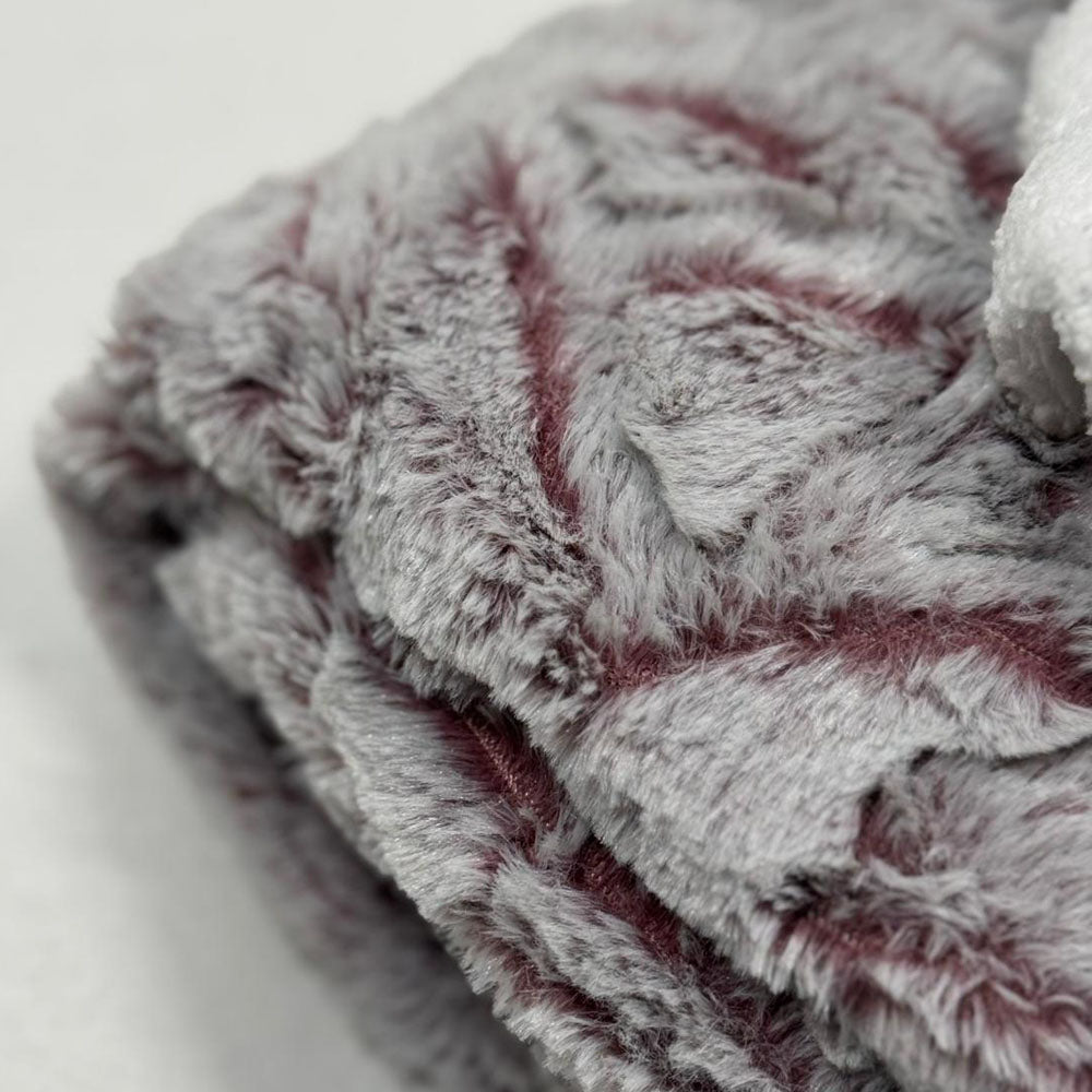 Plaid Sherpa Côtelé Gris Bordeaux
