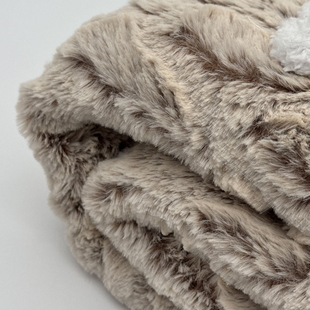 Plaid Sherpa Côtelé Beige effet Peau de Bête