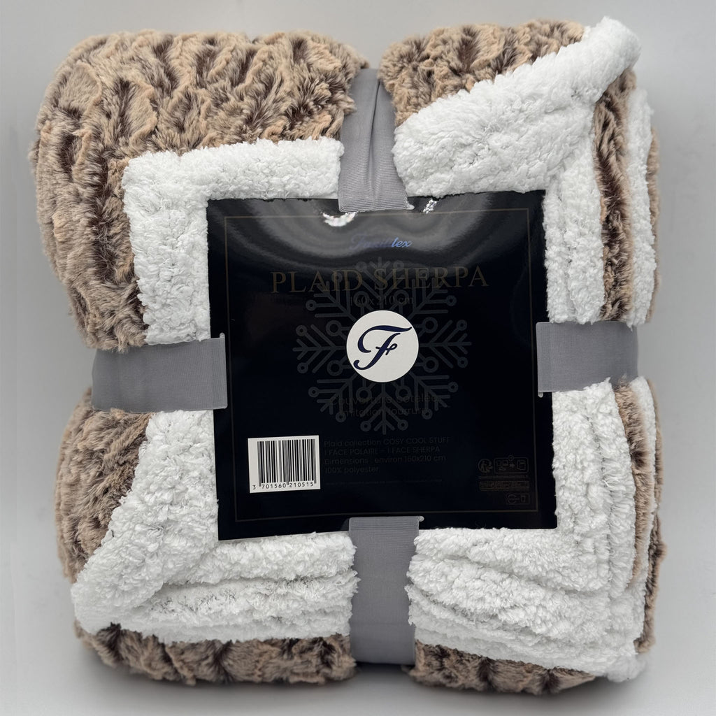 Plaid Sherpa Côtelé Beige Zébré