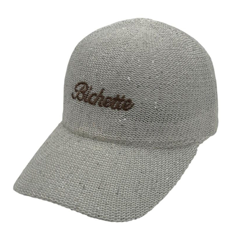 Casquette fantaisie pailletée - Broderie "Bichette" - Ecru