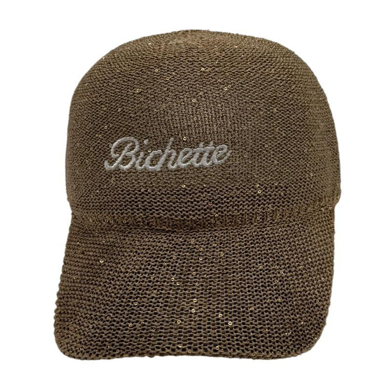 Casquette fantaisie pailletée - Broderie "Bichette" - Kaki