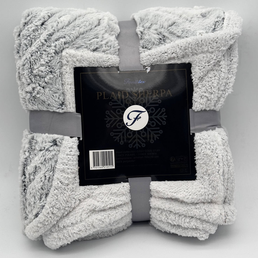 Plaid Sherpa Côtelé Blanc Neige