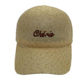 Casquette fantaisie pailletée - Broderie "Chérie" - Beige