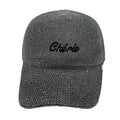 Casquette fantaisie pailletée - Broderie "Chérie" - Gris