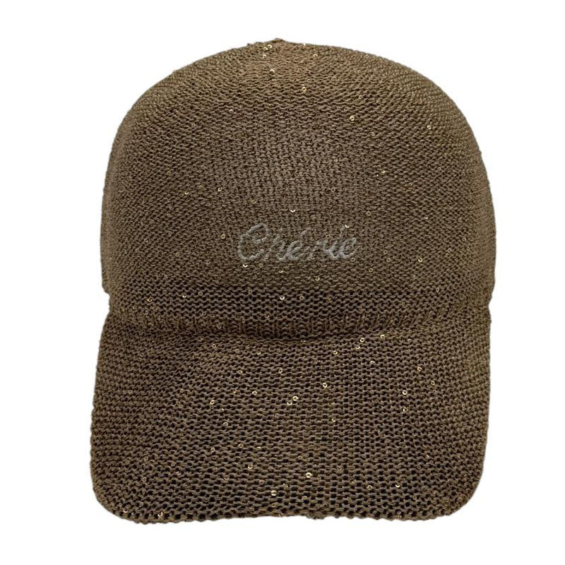 Casquette fantaisie pailletée - Broderie "Chérie" - Kaki