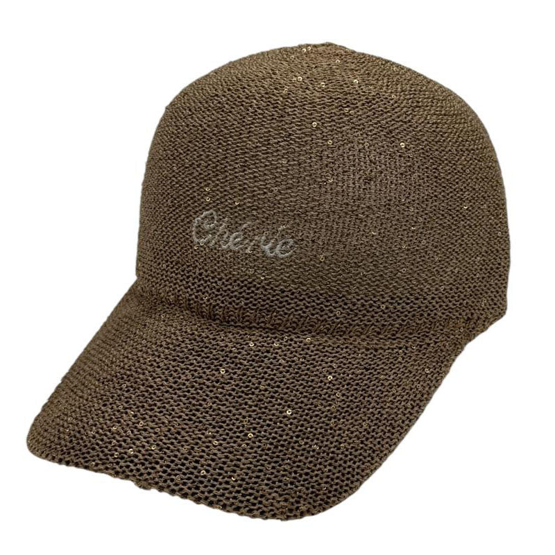 Casquette fantaisie pailletée - Broderie "Chérie" - Kaki