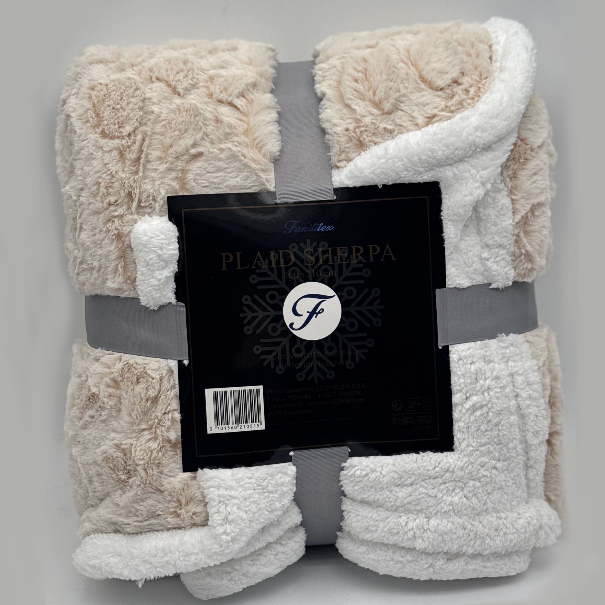 Plaid Sherpa Côtelé Ecru Peau de Bête