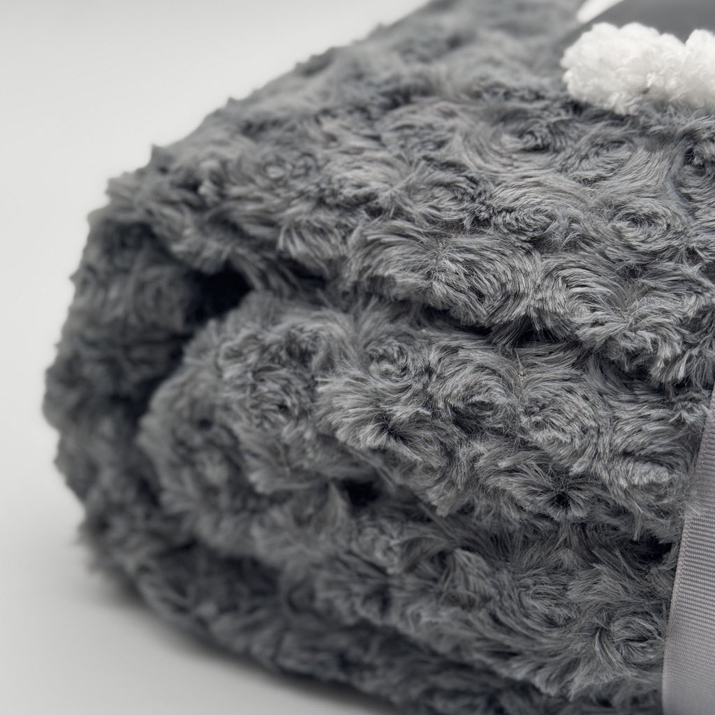 Plaid Sherpa Côtelé Gris Moltoné