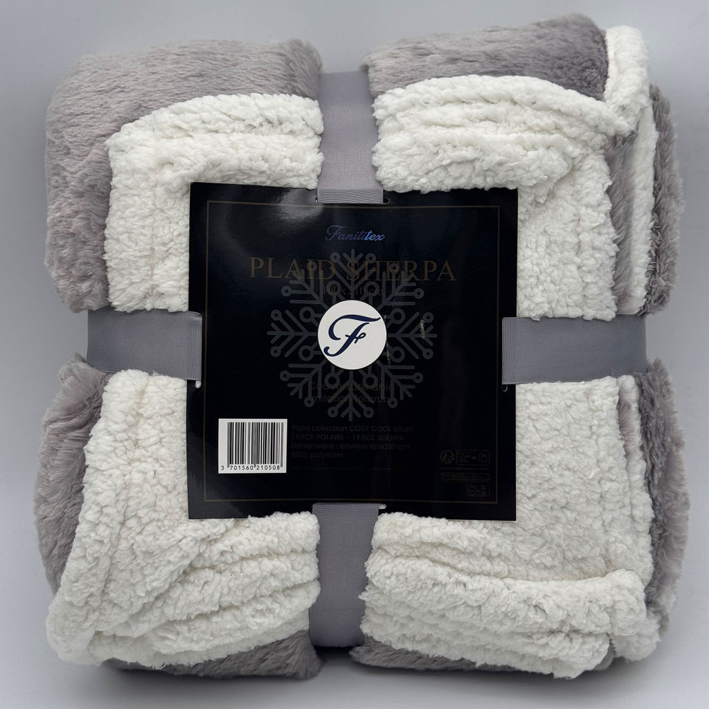 Plaid Sherpa Uni Gris Taupe