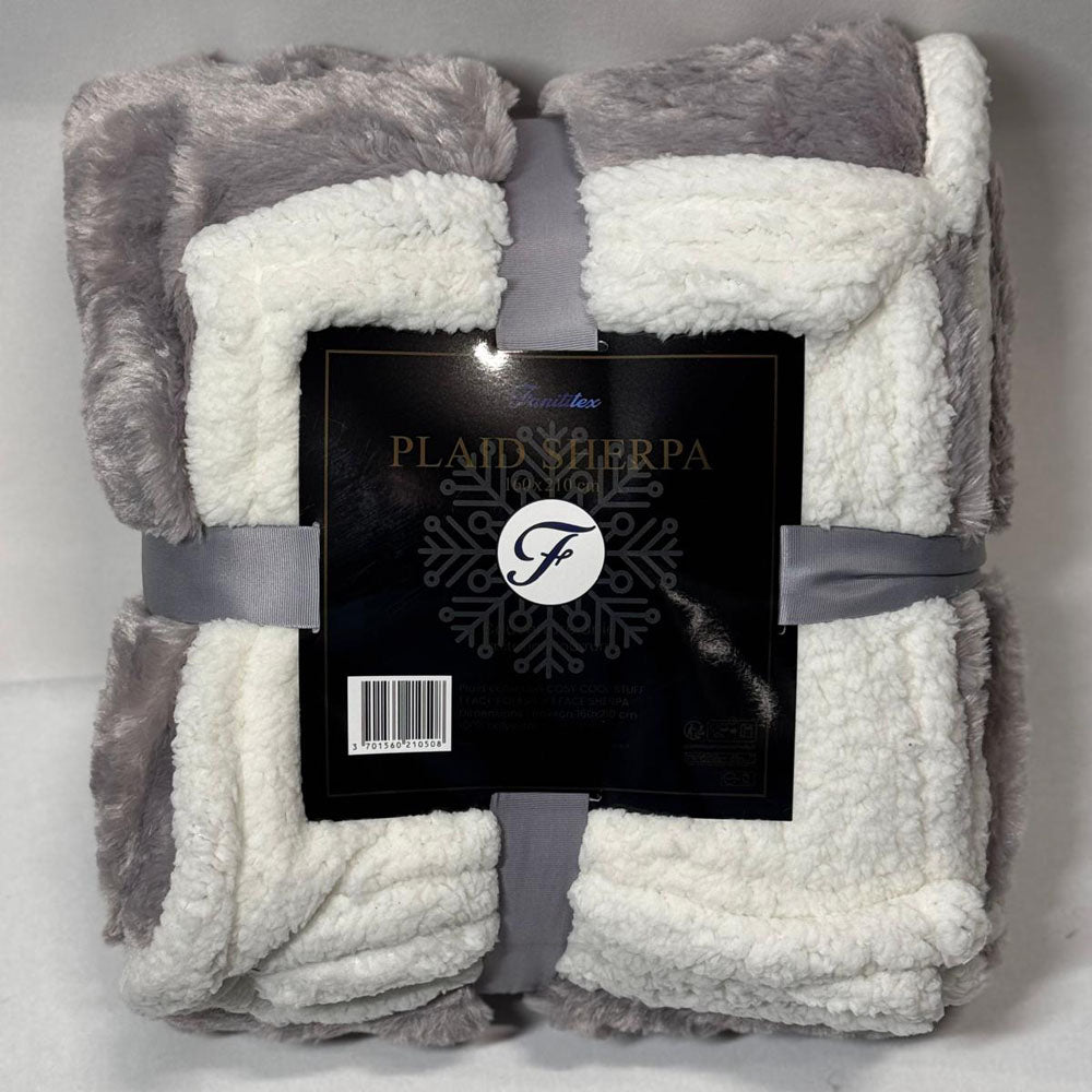 Plaid Sherpa Uni Gris Taupe