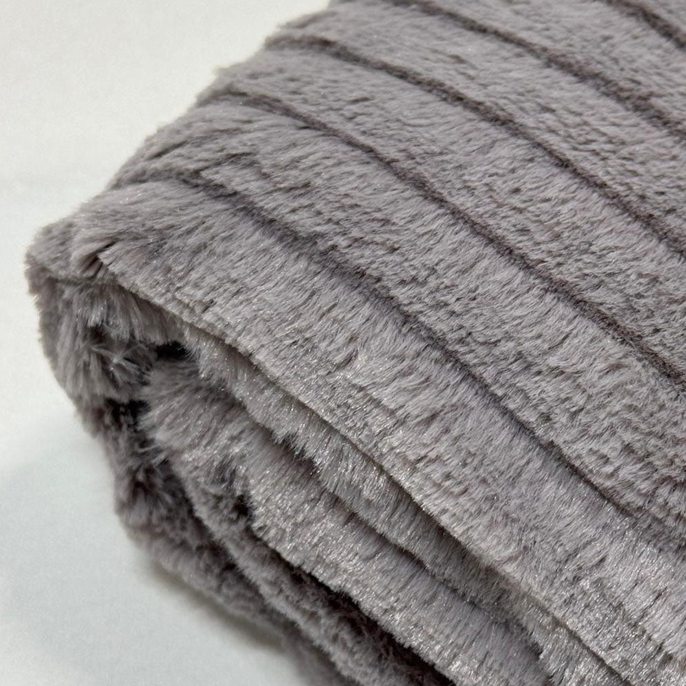 Plaid Sherpa Côtelé Gris rayé