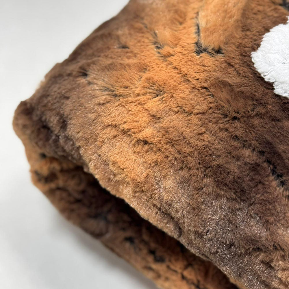 Plaid Sherpa Côtelé Marron effet Peau de Bête