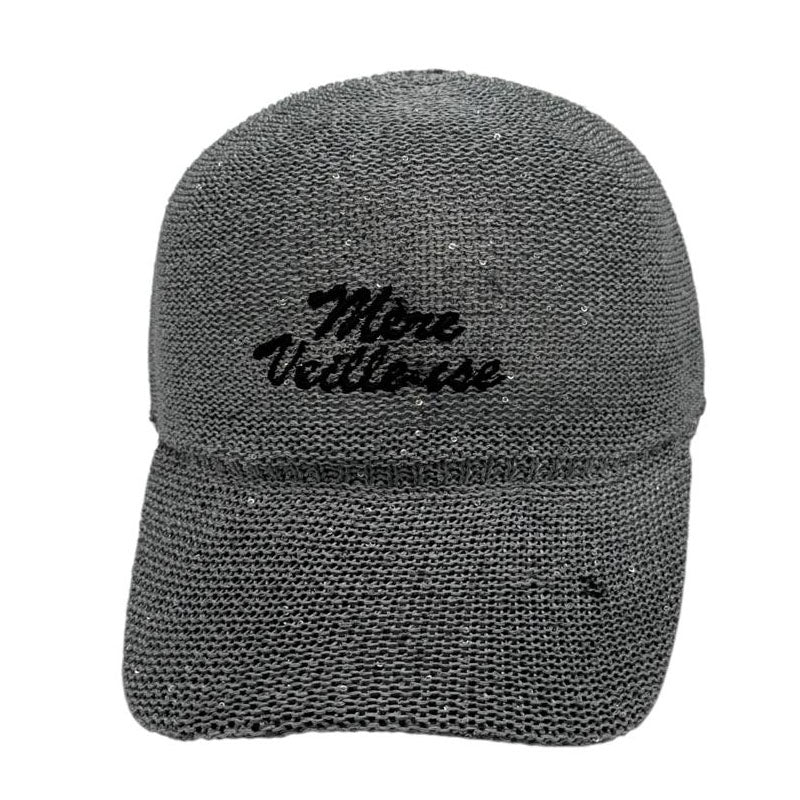 Casquette fantaisie pailletée - Broderie "Mère Veilleuse" - Gris