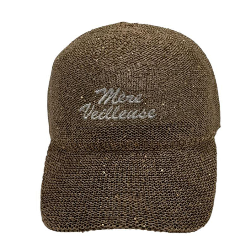 Casquette fantaisie pailletée - Broderie "Mère Veilleuse" - Kaki