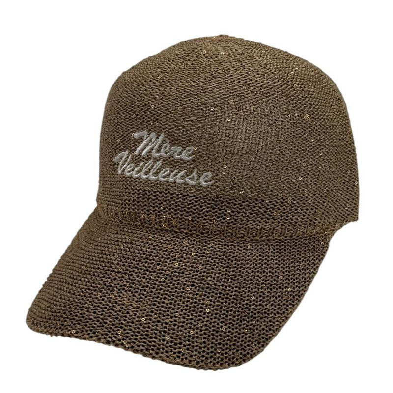 Casquette fantaisie pailletée - Broderie "Mère Veilleuse" - Kaki