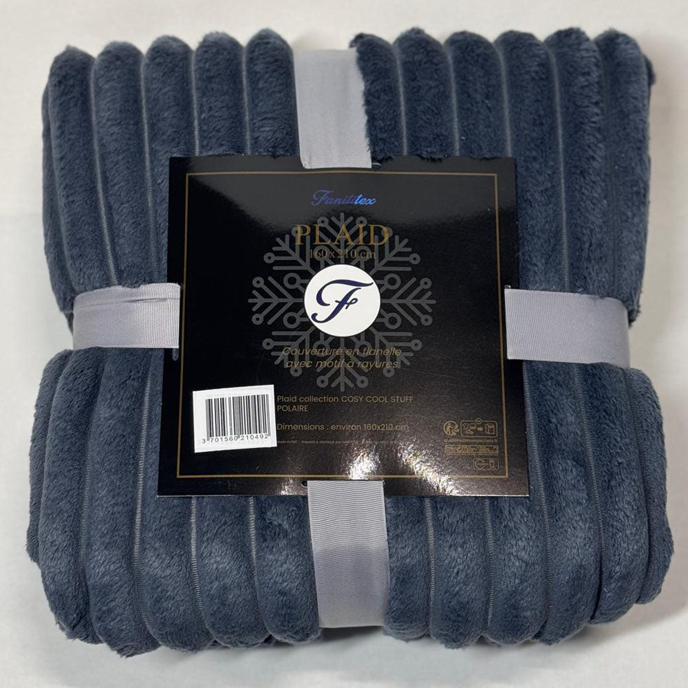 Plaid Polaire Anthracite (rayures)