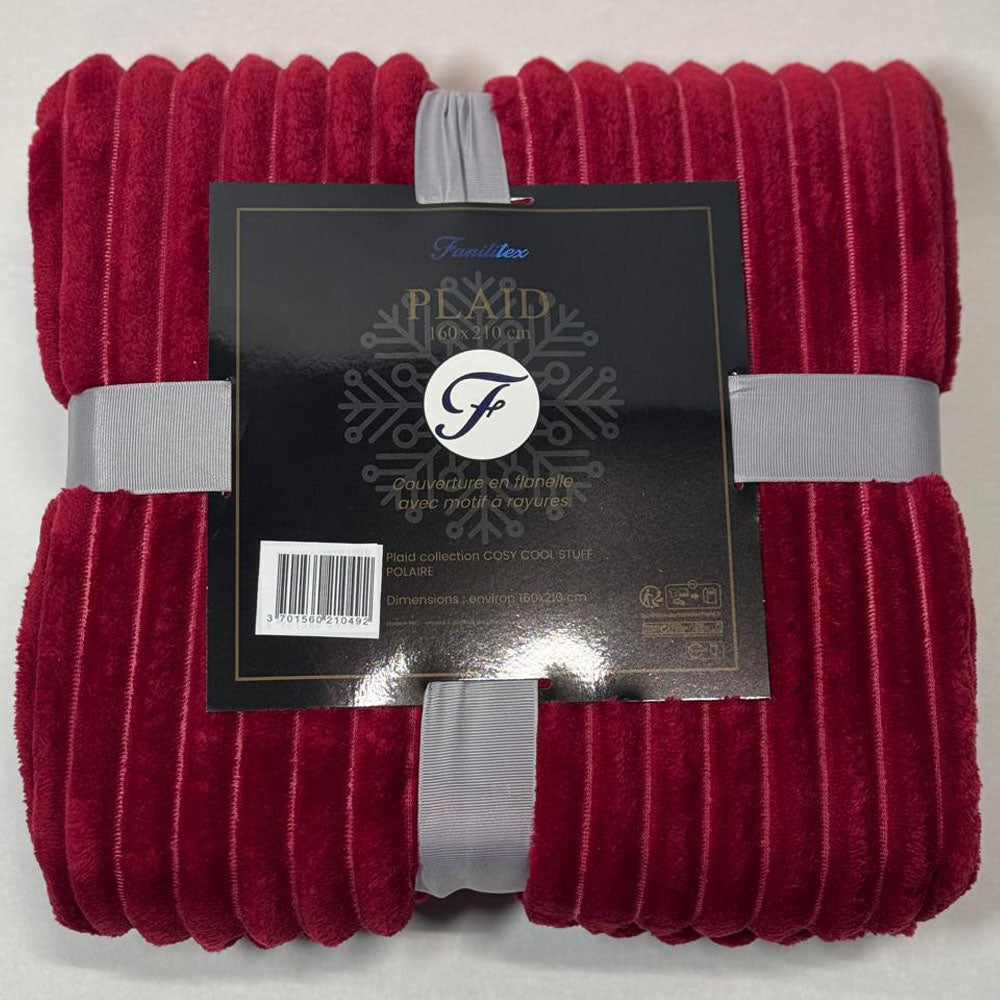 Plaid Polaire Bordeaux (rayures)