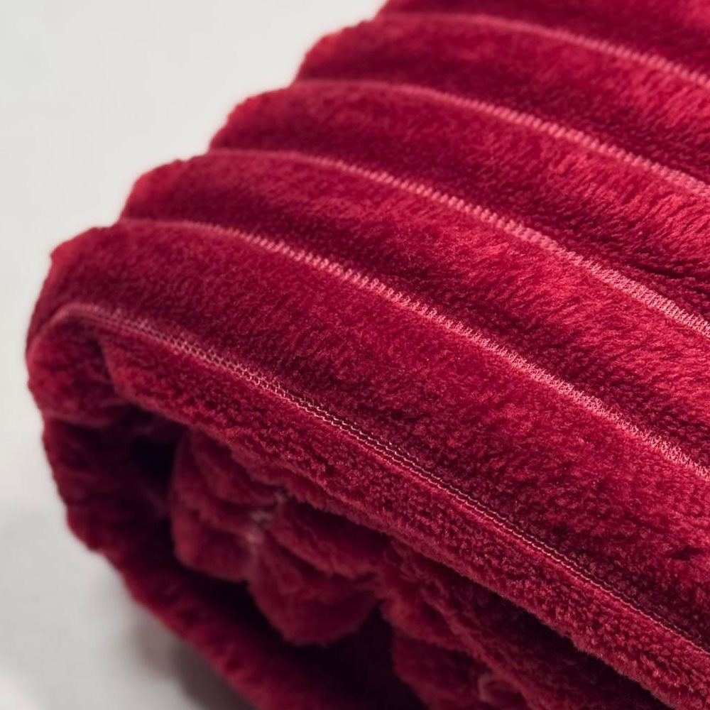 Plaid Polaire Bordeaux (rayures)