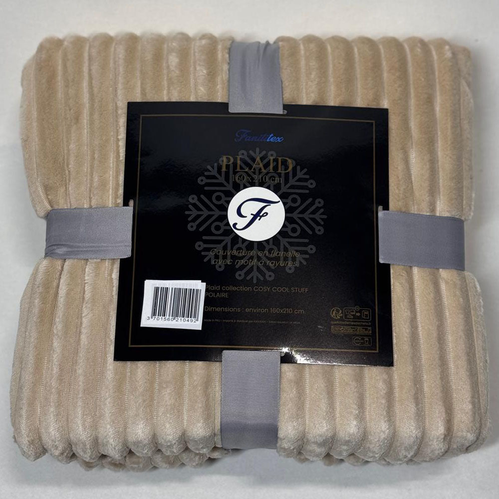 Plaid Polaire Beige (rayures)