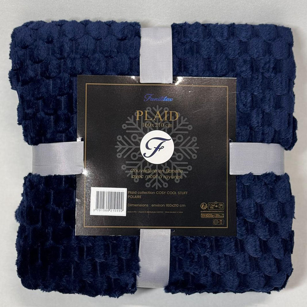 Plaid Polaire Bleu Marine (carrés)