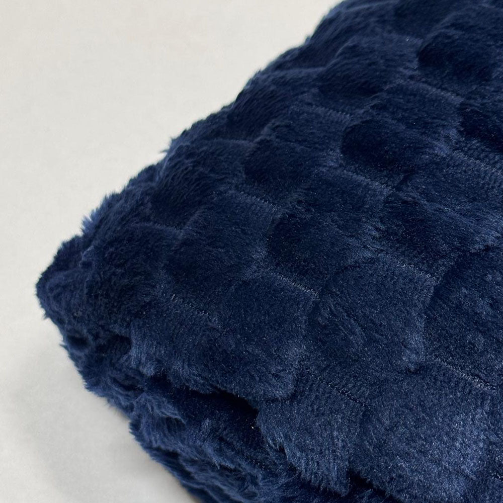 Plaid Polaire Bleu Marine (carrés)