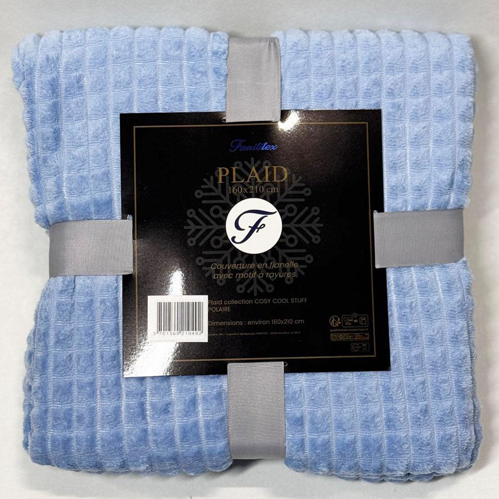 Plaid Polaire Bleu Ciel (carrés)