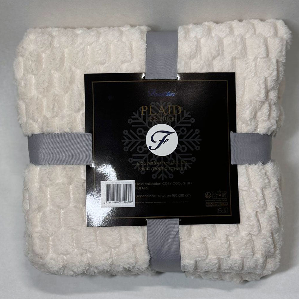 Plaid Polaire Ecru (carrés)