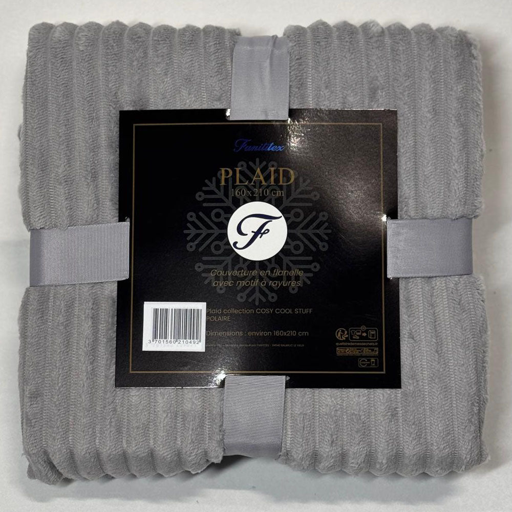 Plaid Polaire Gris (rayures)
