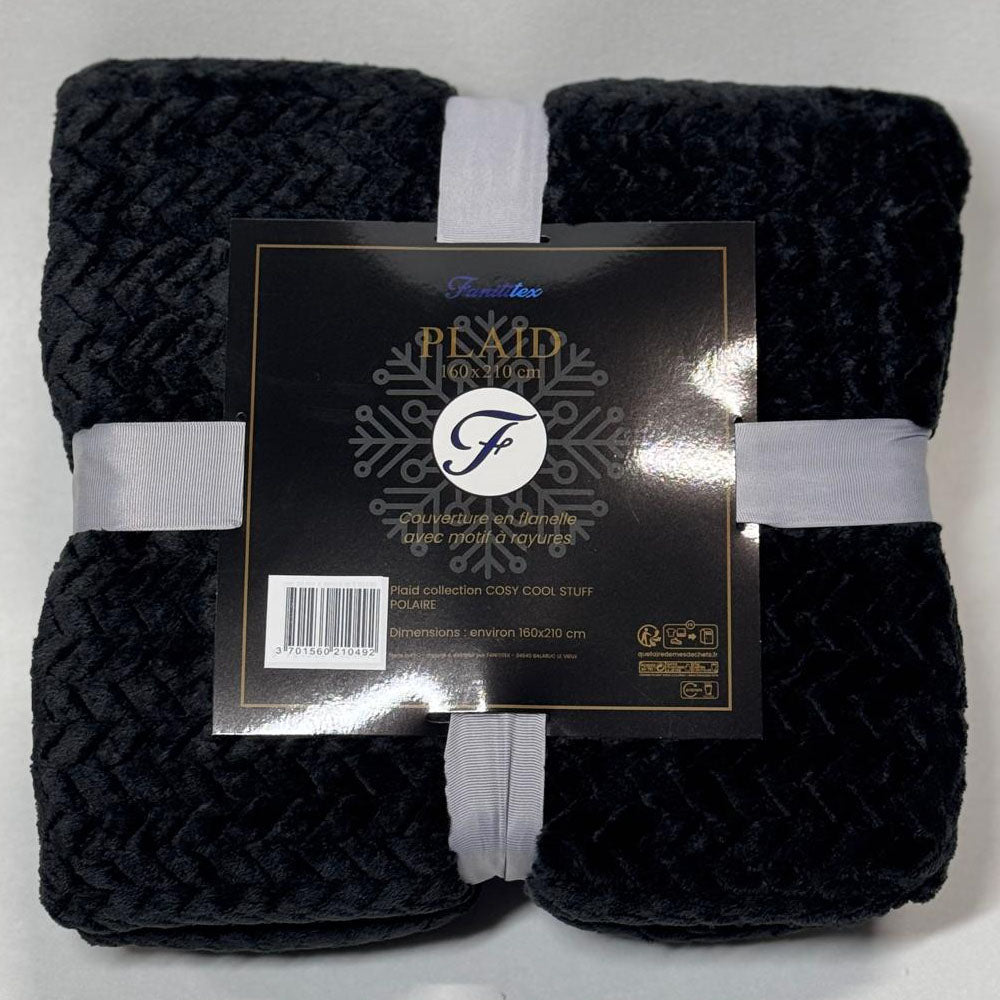 Plaid Polaire Noir (chevrons)