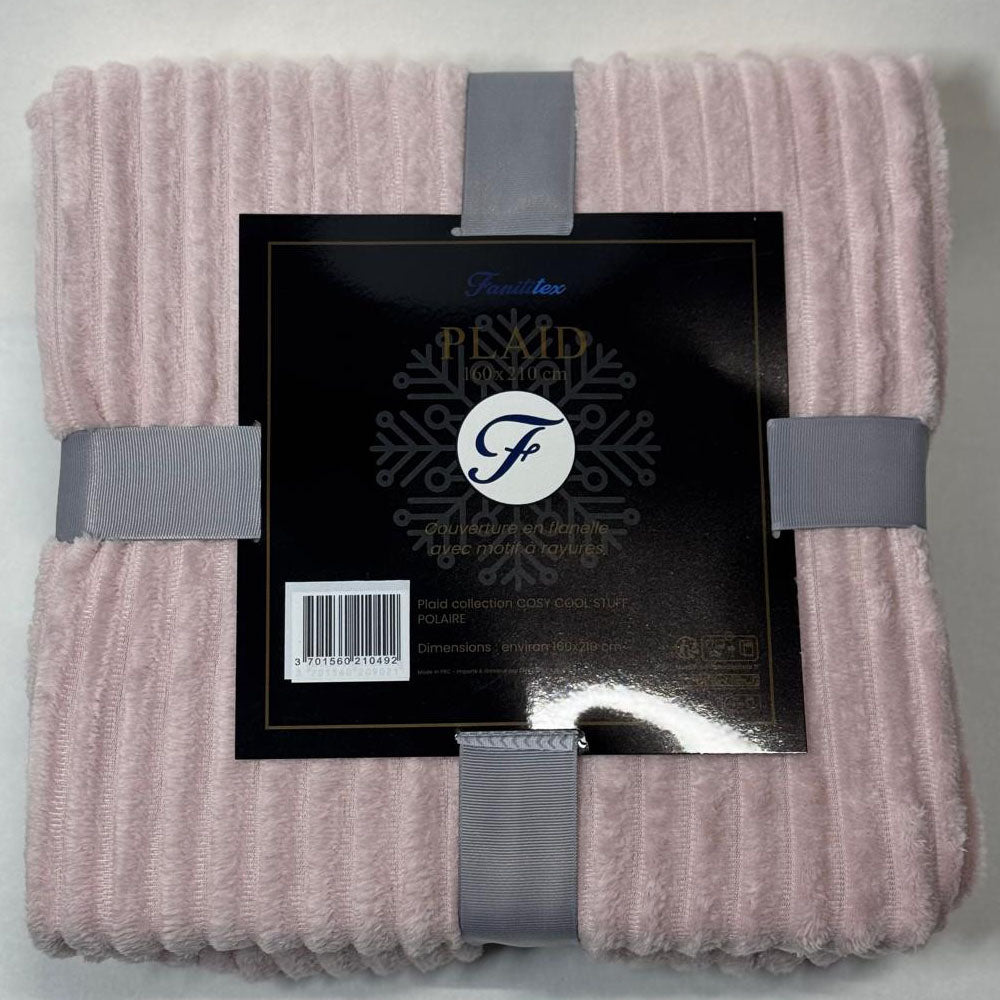Plaid Polaire Rose Poudré (rayures)