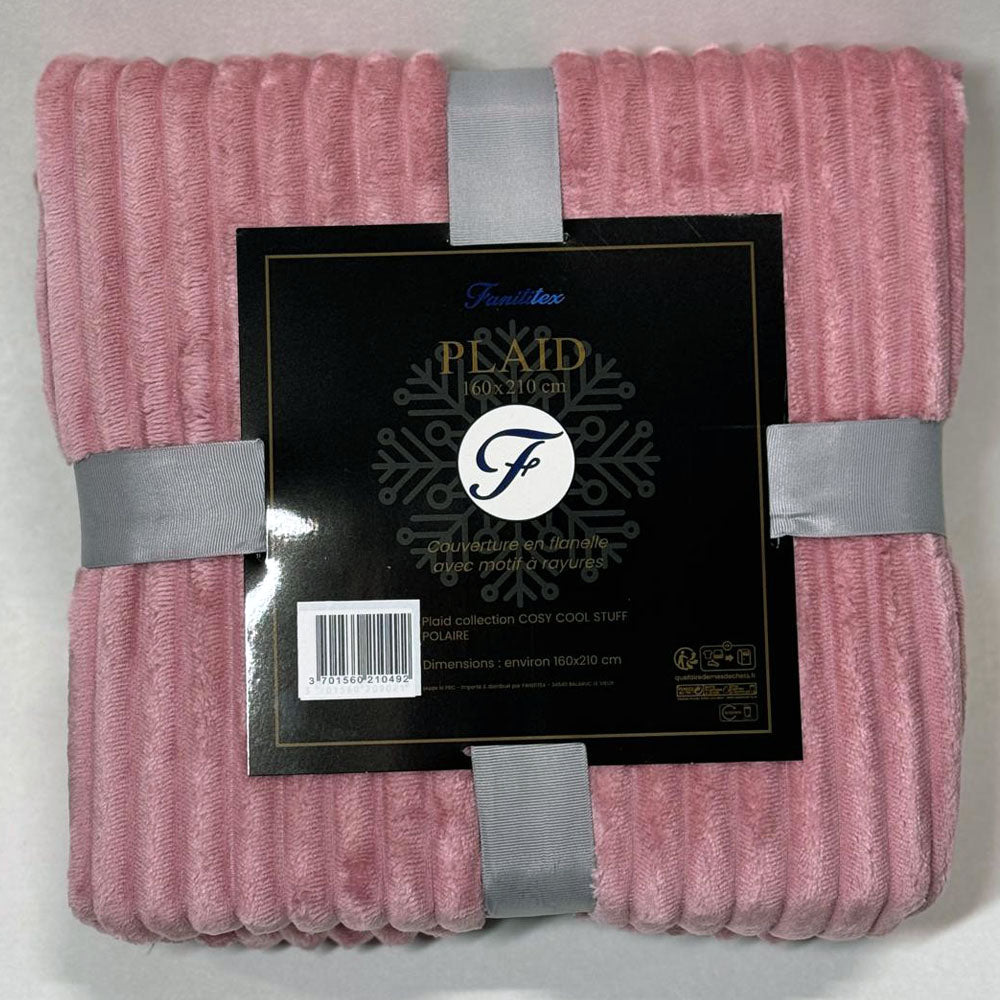 Plaid Polaire Rose (rayures)