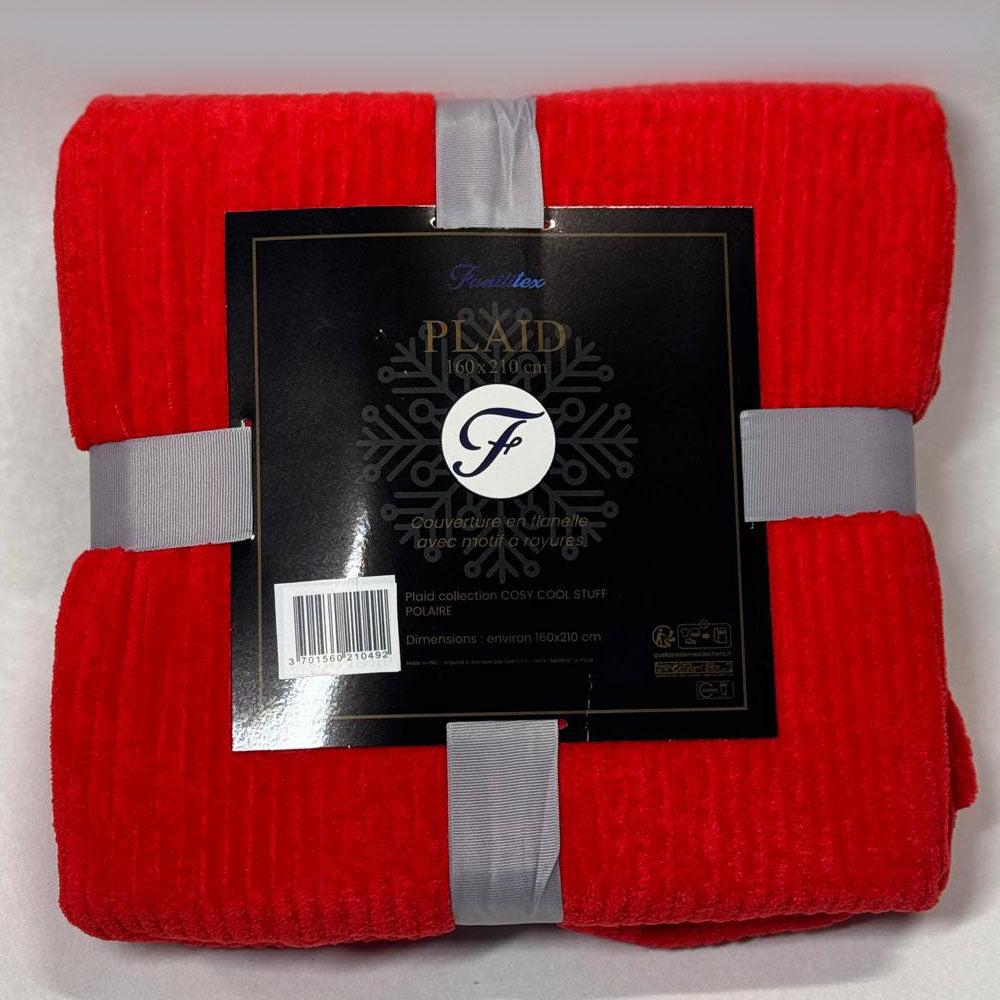 Plaid Polaire Rouge (rayures)