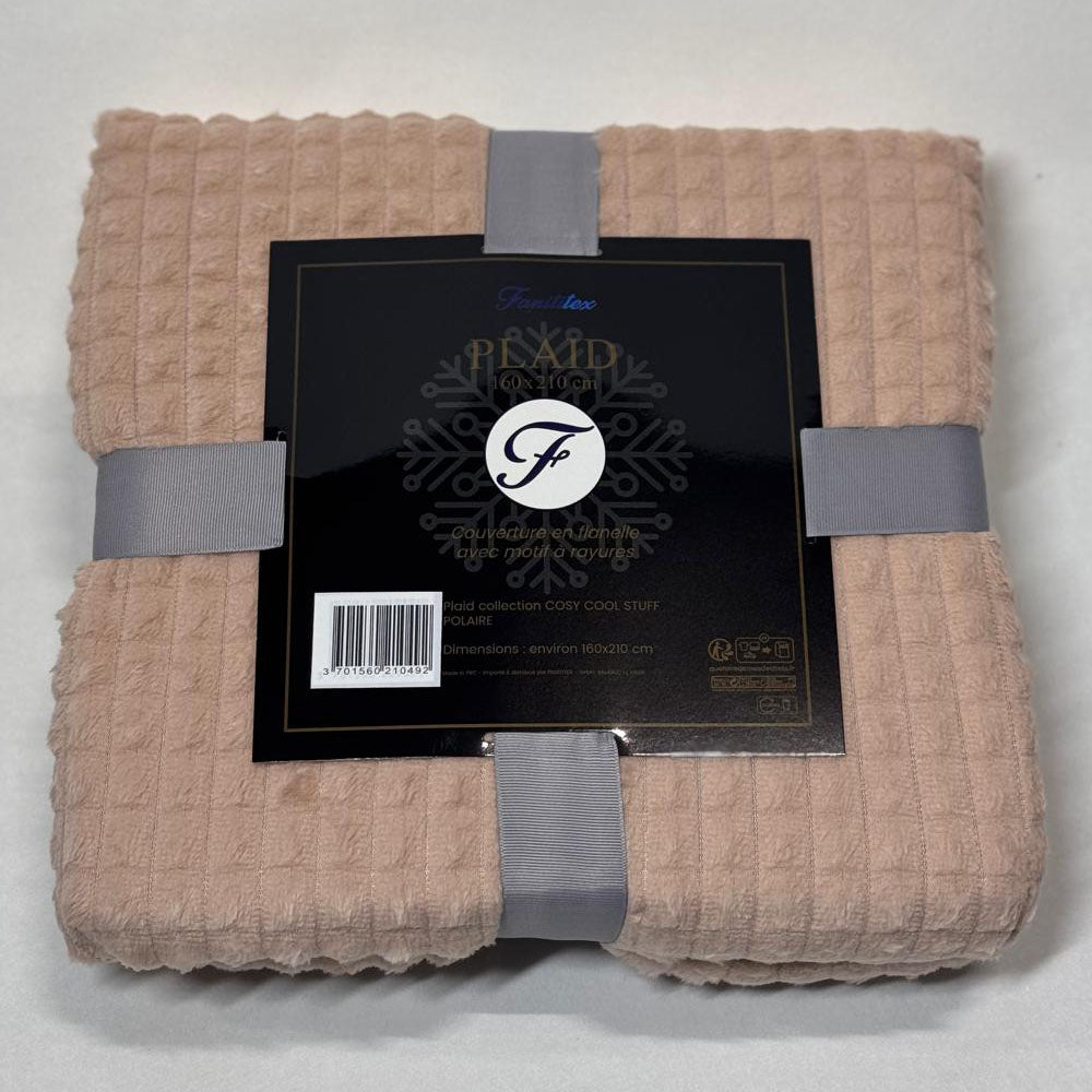 Plaid Polaire Saumon (carrés)