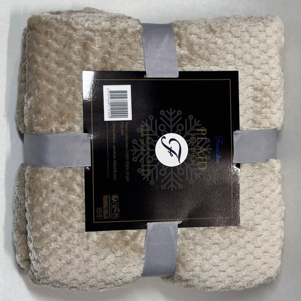 Plaid Polaire Taupe (carrés)