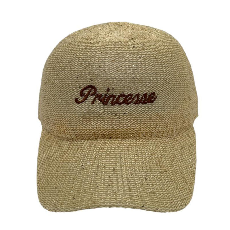 Casquette fantaisie pailletée - Broderie "Princesse" - Beige
