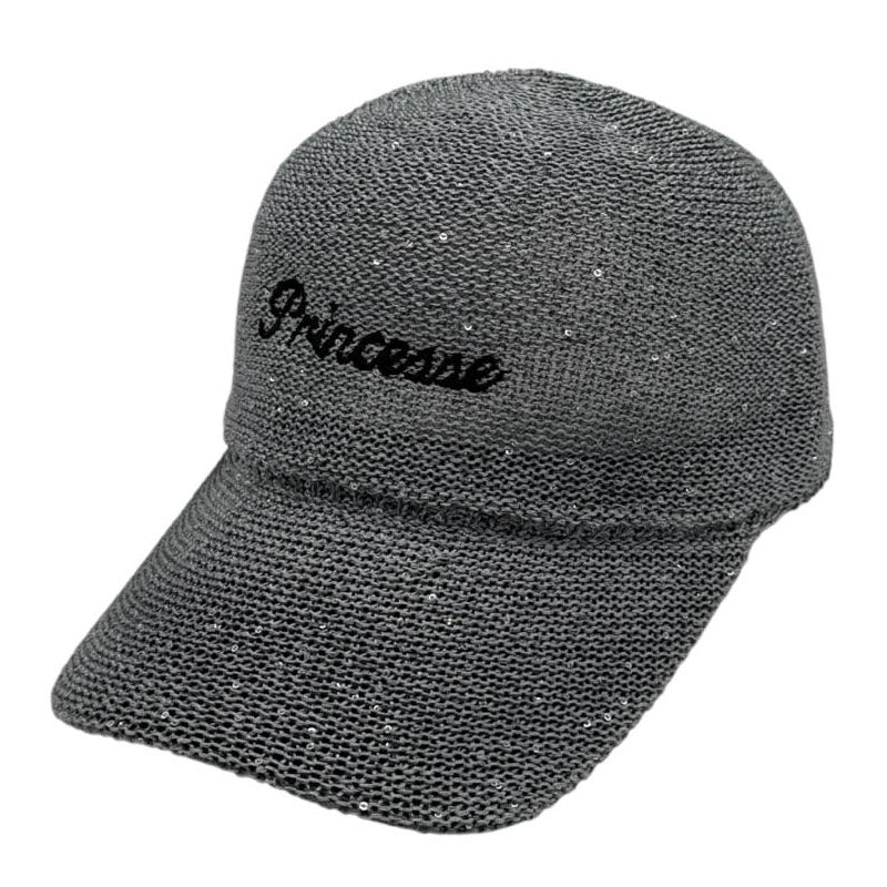 Casquette fantaisie pailletée - Broderie "Princesse" - Gris