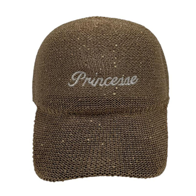 Casquette fantaisie pailletée - Broderie "Princesse" - Kaki