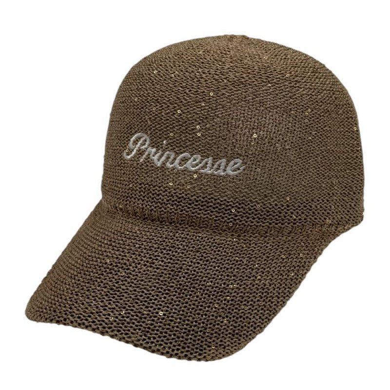 Casquette fantaisie pailletée - Broderie "Princesse" - Kaki