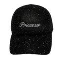 Casquette fantaisie pailletée - Broderie "Princesse" - Noir