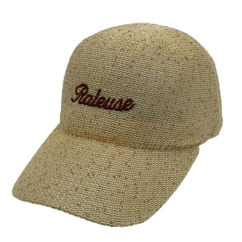Casquette fantaisie pailletée - Broderie "Râleuse" - Beige