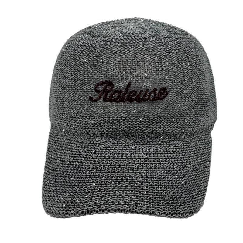 Casquette fantaisie pailletée - Broderie "Râleuse" - Gris