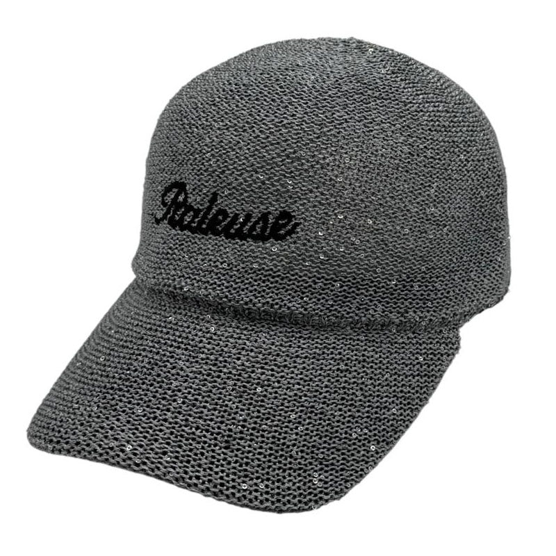 Casquette fantaisie pailletée - Broderie "Râleuse" - Gris
