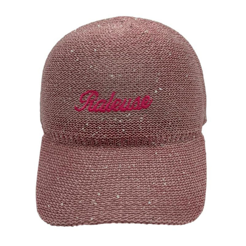 Casquette fantaisie pailletée - Broderie "Râleuse" - Rose