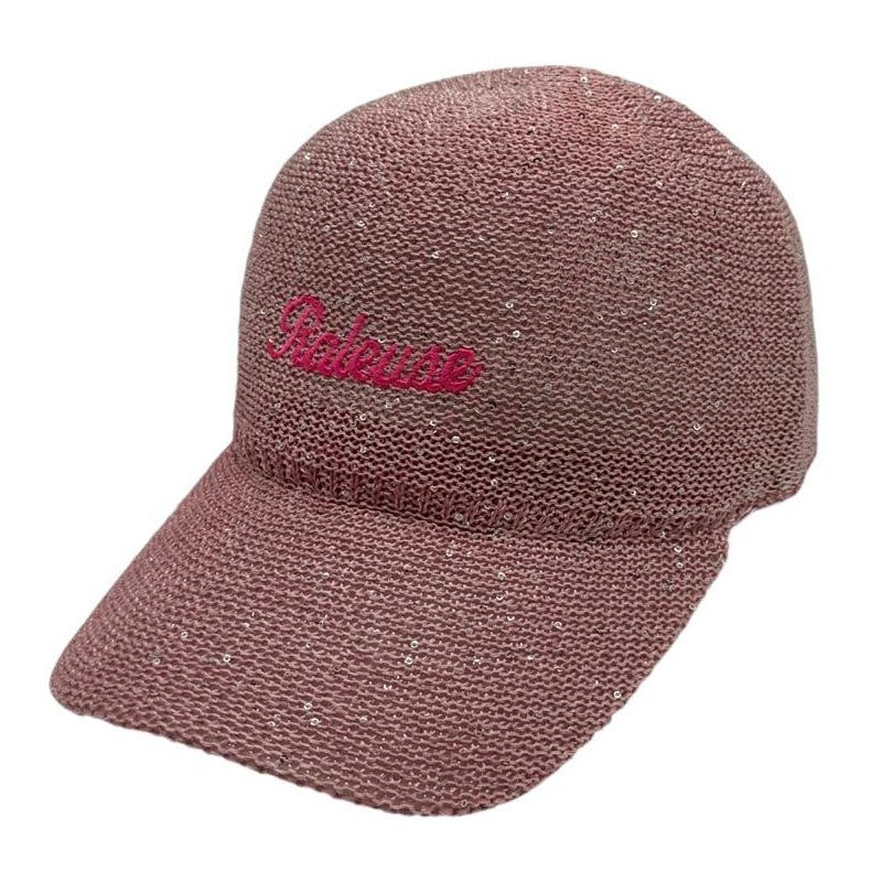 Casquette fantaisie pailletée - Broderie "Râleuse" - Rose